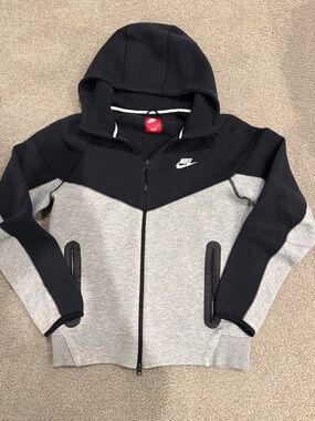 Nike Black and Gray Kids Hooded Zip Sweatshirt